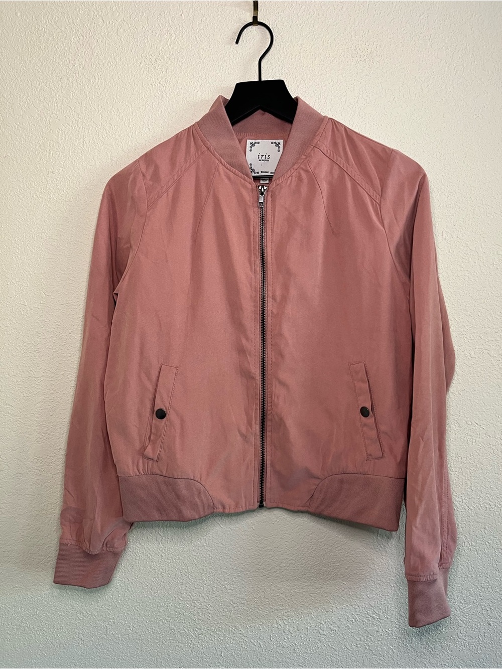 iris Dusty Pink Bomber Jacket - Women's Zip Front